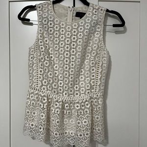 JCrew Daisy Lace crochet sleeveless Peplum Top